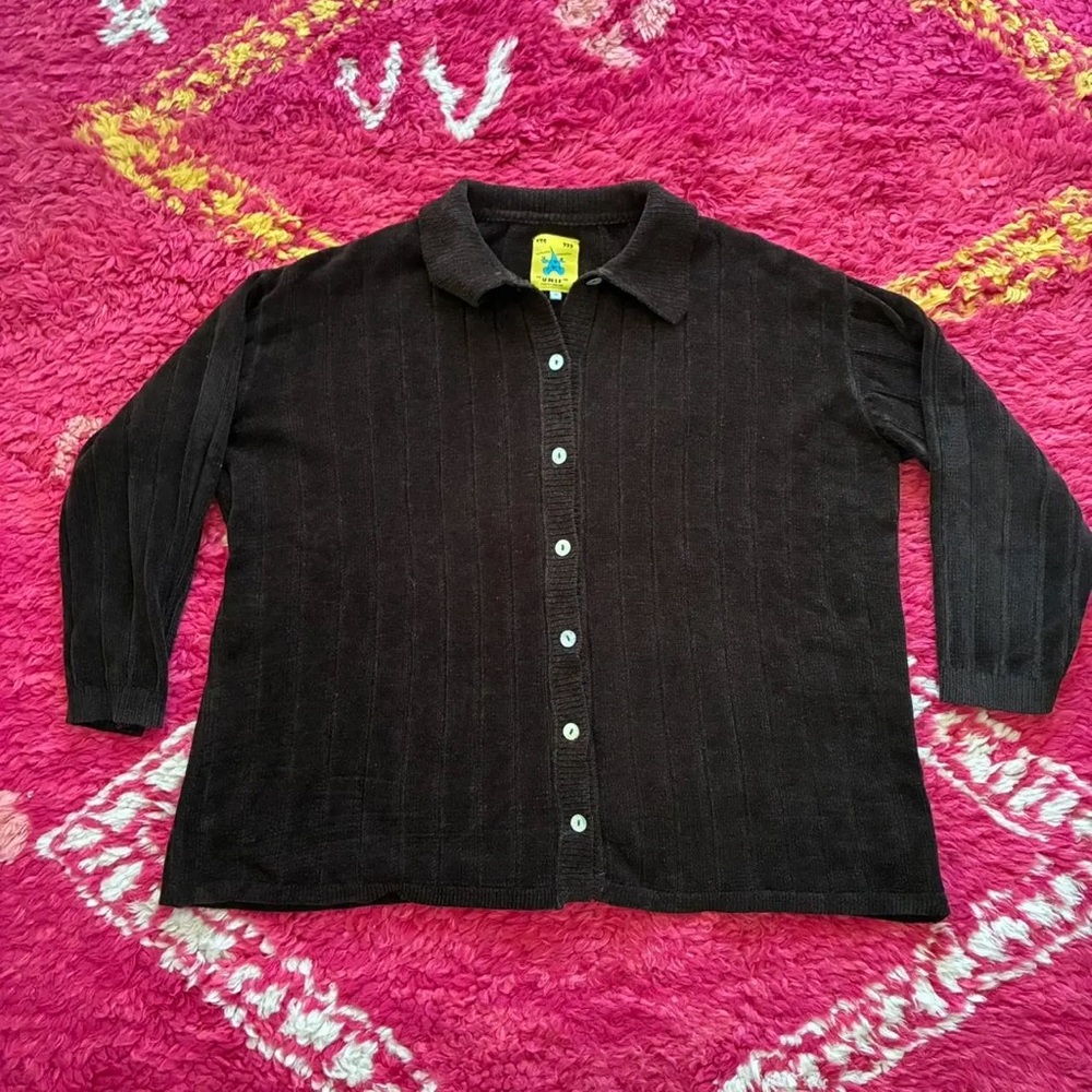UNIF Dark Brown Button-Up Cardigan